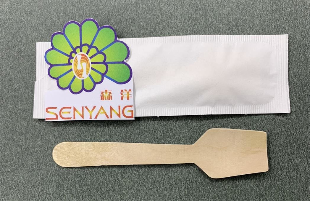 wooden cutlery with paper pouch.